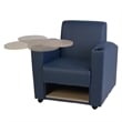 Scranton & Co Tablet Arm Chair with Storage Shelf in Navy Blue and Oak