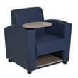 Scranton & Co Tablet Arm Chair with Storage Shelf in Navy Blue and Oak