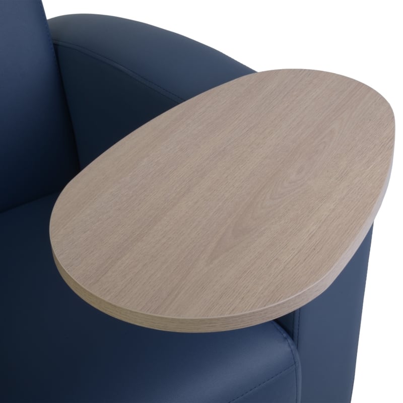 Scranton & Co Tablet Arm Chair with Storage Shelf in Navy Blue and Oak