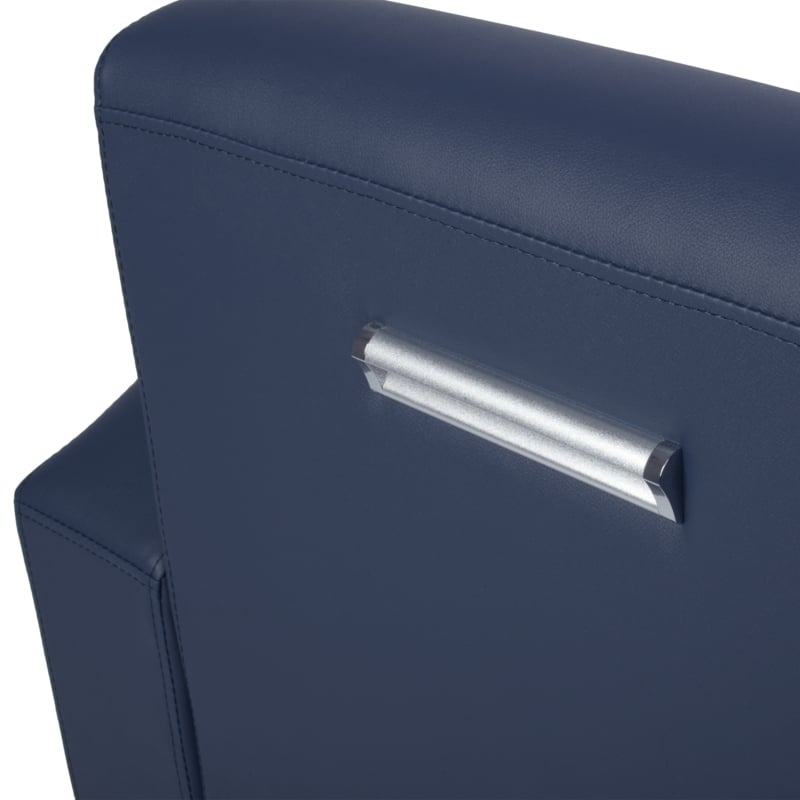 Scranton & Co Tablet Arm Chair with Storage Shelf in Navy Blue and Oak