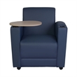 Scranton & Co Tablet Arm Chair in Navy Blue Vinyl and Noble Oak
