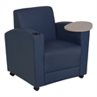 Scranton & Co Tablet Arm Chair in Navy Blue Vinyl and Noble Oak