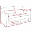 Scranton & Co Tablet Arm Loveseat with Storage Shelf in Navy Blue and Oak