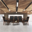 Scranton & Co Hardwood Reception Side Chair in Neo Walnut & Black Vinyl