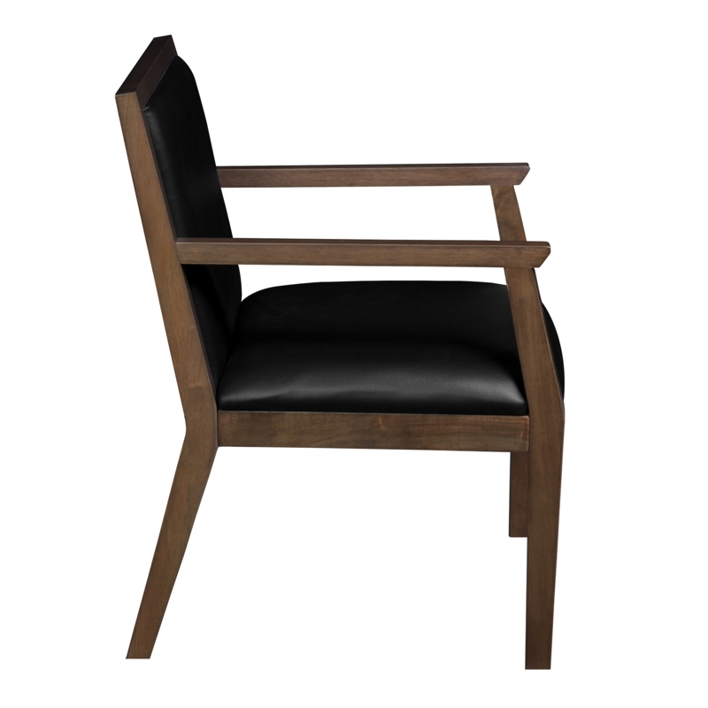 Scranton & Co Hardwood Reception Side Chair in Neo Walnut & Black Vinyl