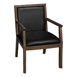 Scranton & Co Hardwood Reception Side Chair in Neo Walnut & Black Vinyl
