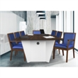 Scranton & Co Hardwood Reception Side Chair in Neo Walnut & Navy Vinyl