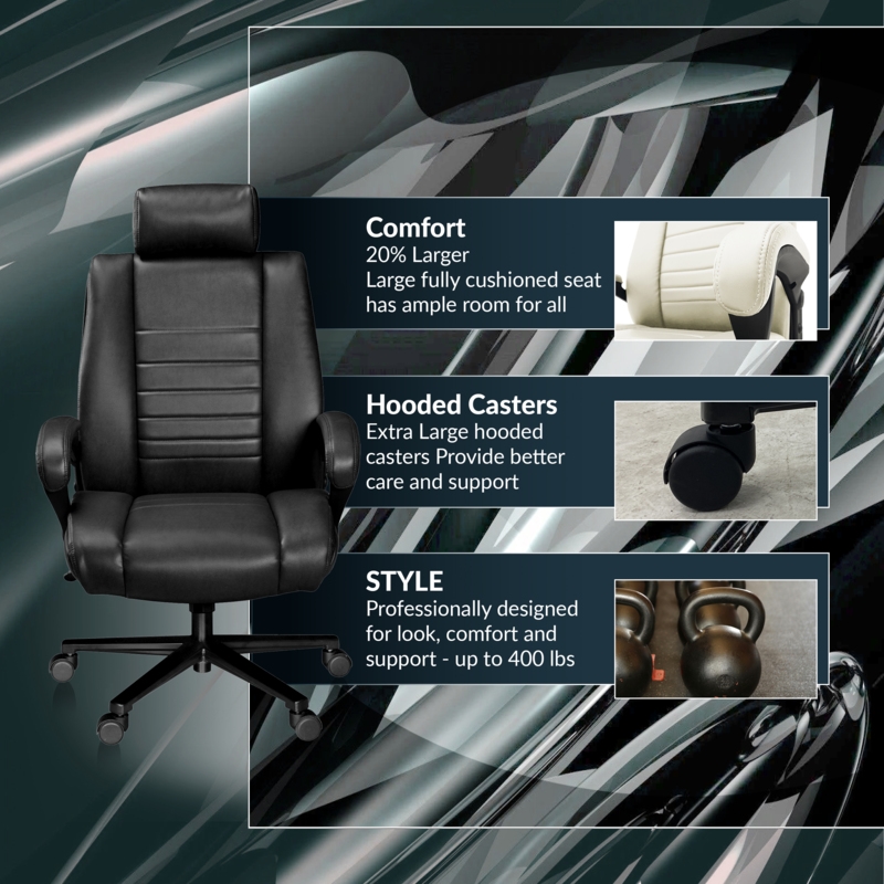 Scranton & Co Big & Tall Ergonomic Executive Office Chair in Black
