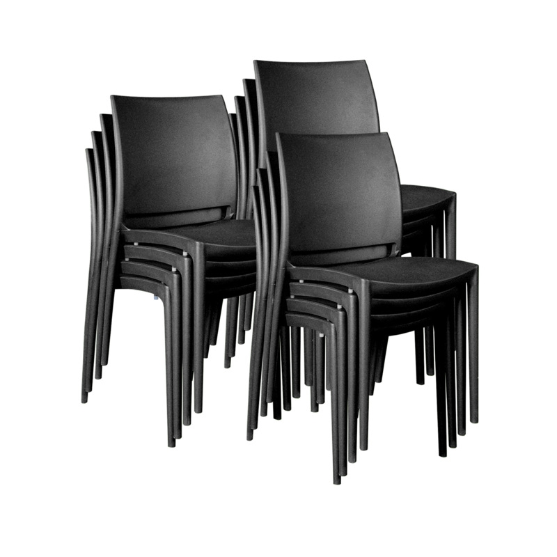 Scranton & Co 12 Pack Plastic Indoor and Outdoor Stacking Chairs in Black