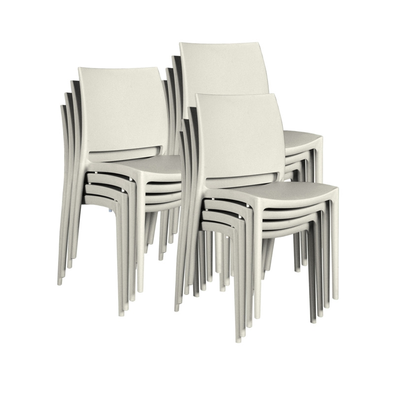 Scranton & Co 12 Pack Indoor Outdoor Plastic Stacking Chairs in White Down