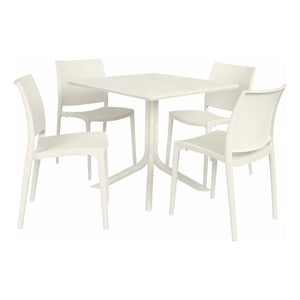 Scranton & Co 31.5&quot Square Table & 4 Stacking Chairs in White Down