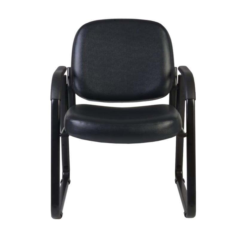 Scranton & Co Vinyl Guest and Reception Chair with Arms in Black