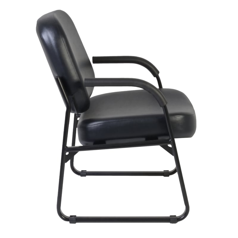Scranton & Co Big & Tall Vinyl Guest and Reception Chair in Black