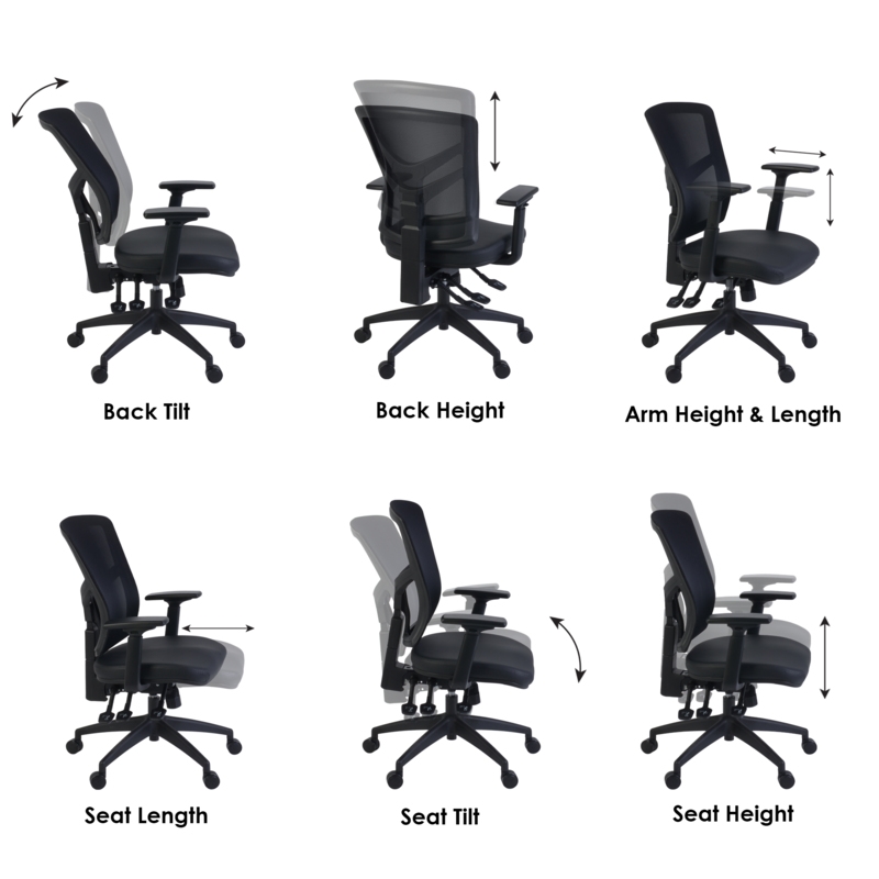Scranton & Co Ergonomic Mesh Mid-Back 3-Paddle Task Chair in Black
