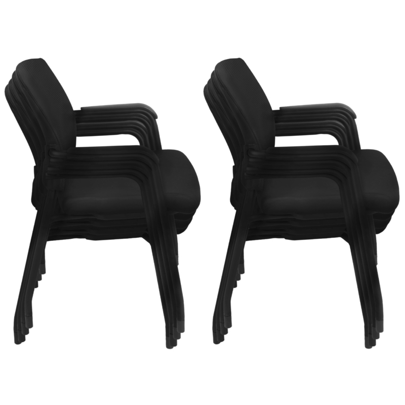 Scranton & Co 8 Pack Multi-Purpose Office Mesh Side Chairs in Black