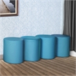 Scranton & Co Set of 4 Plush Round Vinyl Ottomans in Peacock Teal