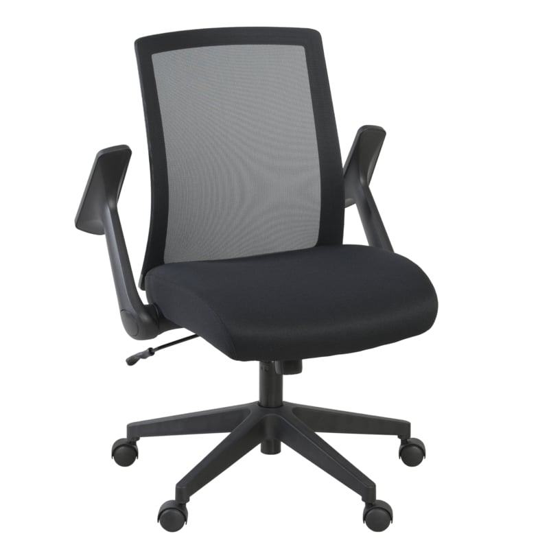 Scranton & Co Ergonomic Mesh Task Chair with Flip-Up Arms in Black
