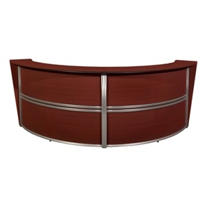 Scranton & Co 124.25 x 49&quot Curved Reception Desk Workstation in Mahogany
