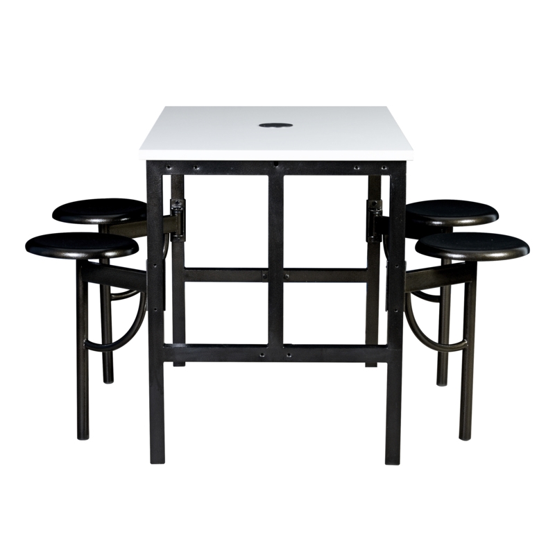 Scranton & Co Standing Collaborative Table with 4 Stools and Dry Erase Top
