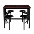 Scranton & Co Standing-Height Collaborative Table with 4 Stools in Walnut