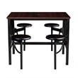 Scranton & Co Collaborative Standing Table with 4 Wood Stools in Walnut