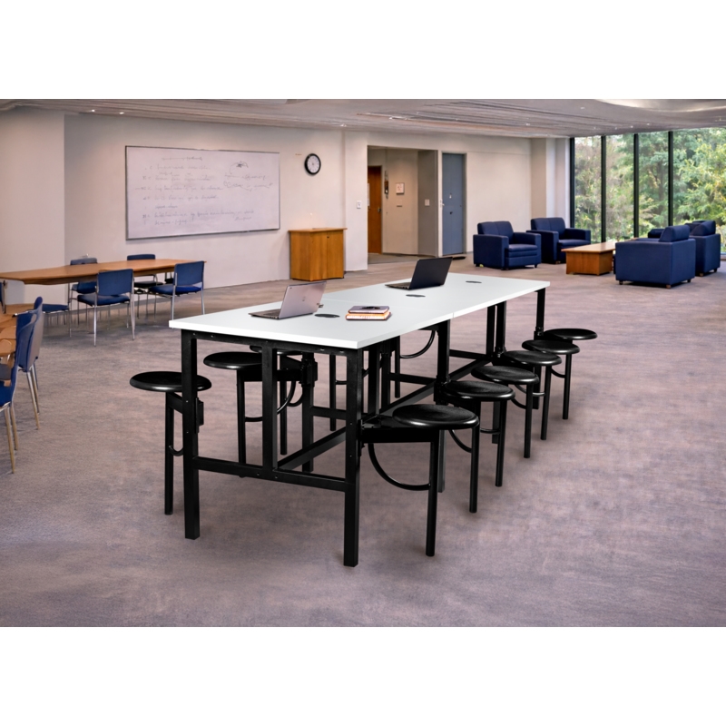 Scranton & Co Collaborative Standing Table with 12 Stools and Dry Erase Top