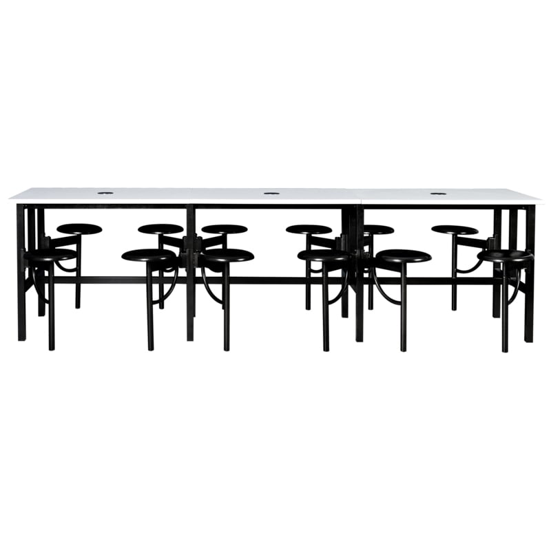 Scranton & Co Collaborative Standing Table with 12 Stools and Dry Erase Top