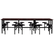 Scranton & Co Collaborative Standing Table with 12 Wood Stools in Walnut