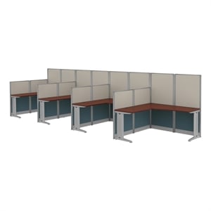Scranton & Co 63 x 129&quot 4 Person L-Shaped Workstation in Hansen Cherry