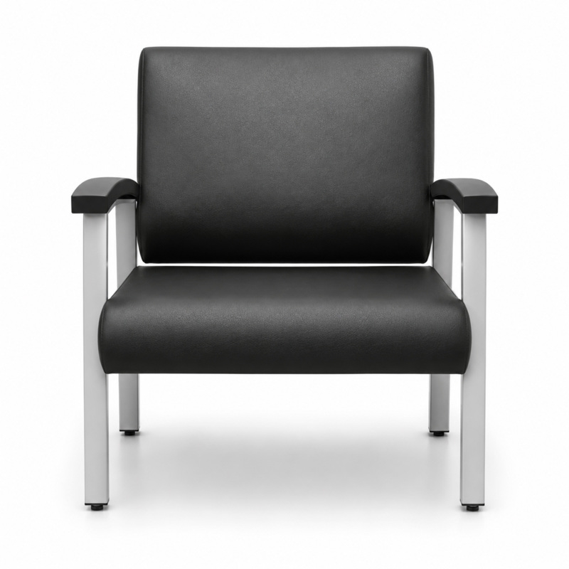Scranton & Co Bariatric Reception Guest Chair with Arms in Black Vinyl