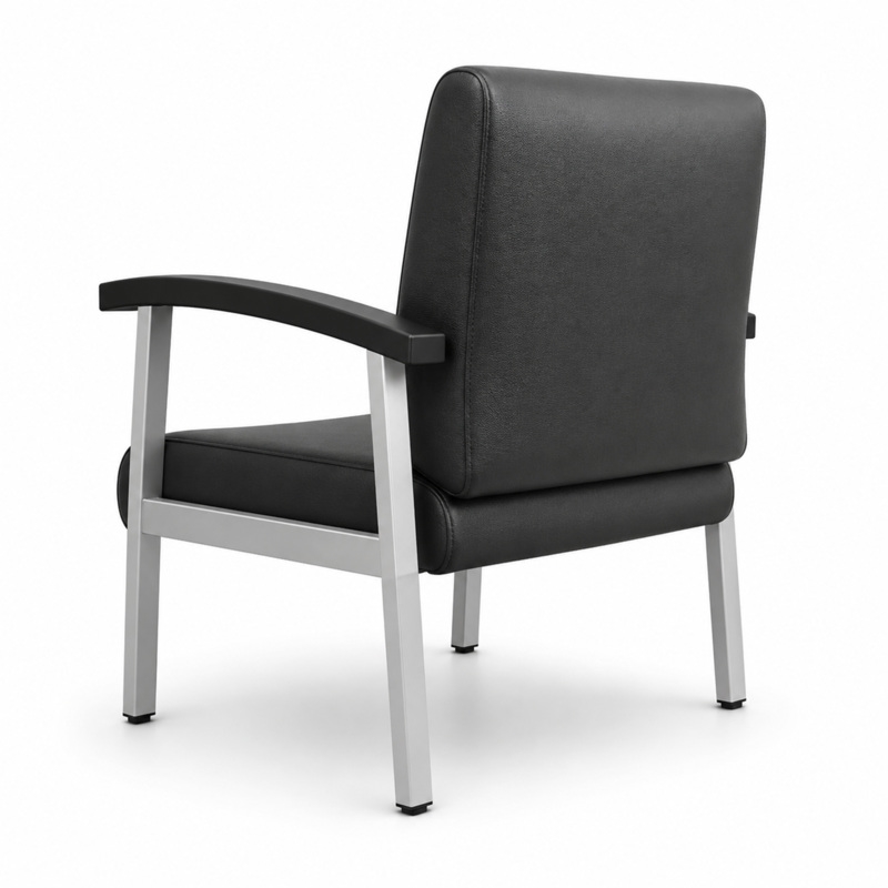 Scranton & Co Bariatric Reception Guest Chair with Arms in Black Vinyl
