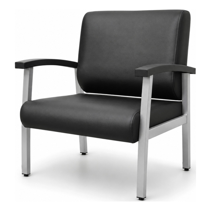 Scranton & Co Bariatric Reception Guest Chair with Arms in Black Vinyl