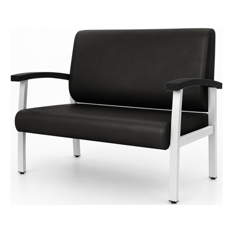 Scranton & Co Guest Reception & Waiting Room Loveseat with Arms in Black