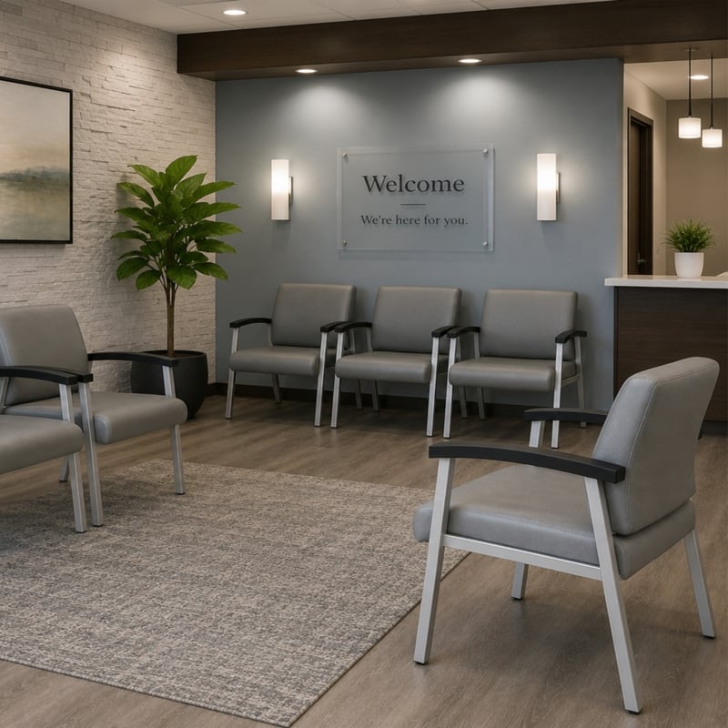 Scranton & Co Guest Reception & Waiting Room Chair with Arms in Gray Vinyl