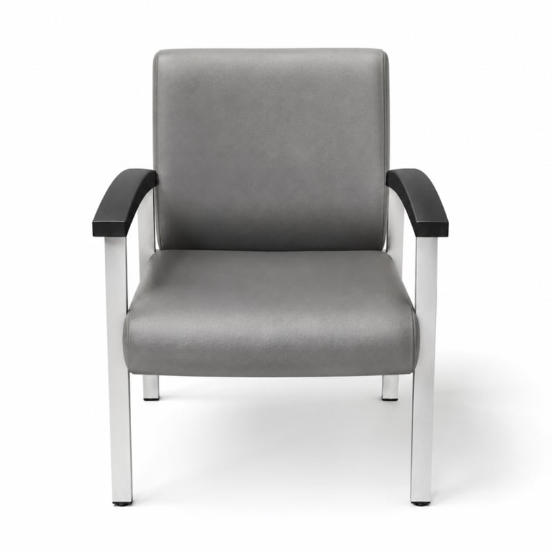 Scranton & Co Guest Reception & Waiting Room Chair with Arms in Gray Vinyl