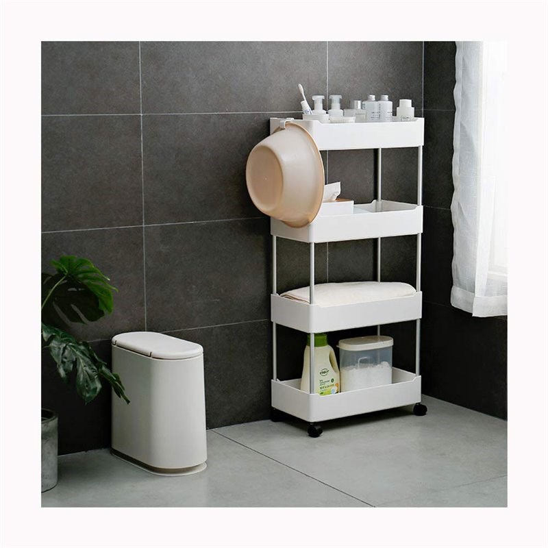 Scranton & Co 4-Tier Slim Plastic Rolling Storage Organizer in White