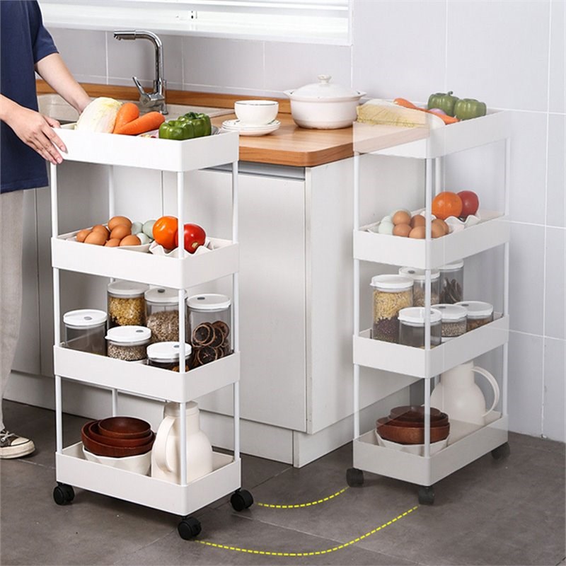 Scranton & Co 4-Tier Slim Plastic Rolling Storage Organizer in White