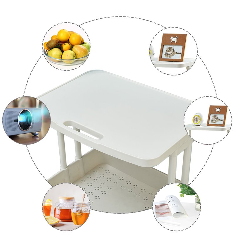 Scranton & Co 2-Tier Plastic Rolling Trolley with Tabletop in White