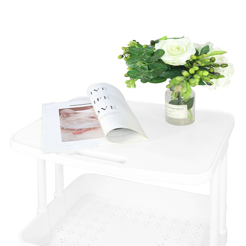Scranton & Co 2-Tier Plastic Rolling Trolley with Tabletop in White