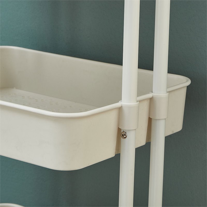 Scranton & Co 2-Tier Plastic Rolling Trolley with Tabletop in White