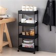 Scranton & Co 4-Tier Slim Plastic Rolling Cart Organizer in Black