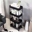 Scranton & Co 4-Tier Slim Plastic Rolling Cart Organizer in Black