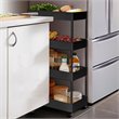 Scranton & Co 4-Tier Slim Plastic Rolling Cart Organizer in Black