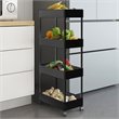 Scranton & Co 4-Tier Slim Plastic Rolling Cart Organizer in Black