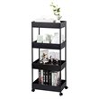 Scranton & Co 4-Tier Slim Plastic Rolling Cart Organizer in Black