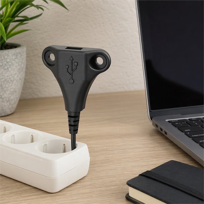 Scranton & Co Single USB-A Stingray Mountable Charger in Black