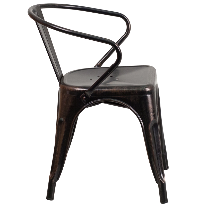Scranton & Co Stackable Dining Arm Chair in Black and Antique Gold