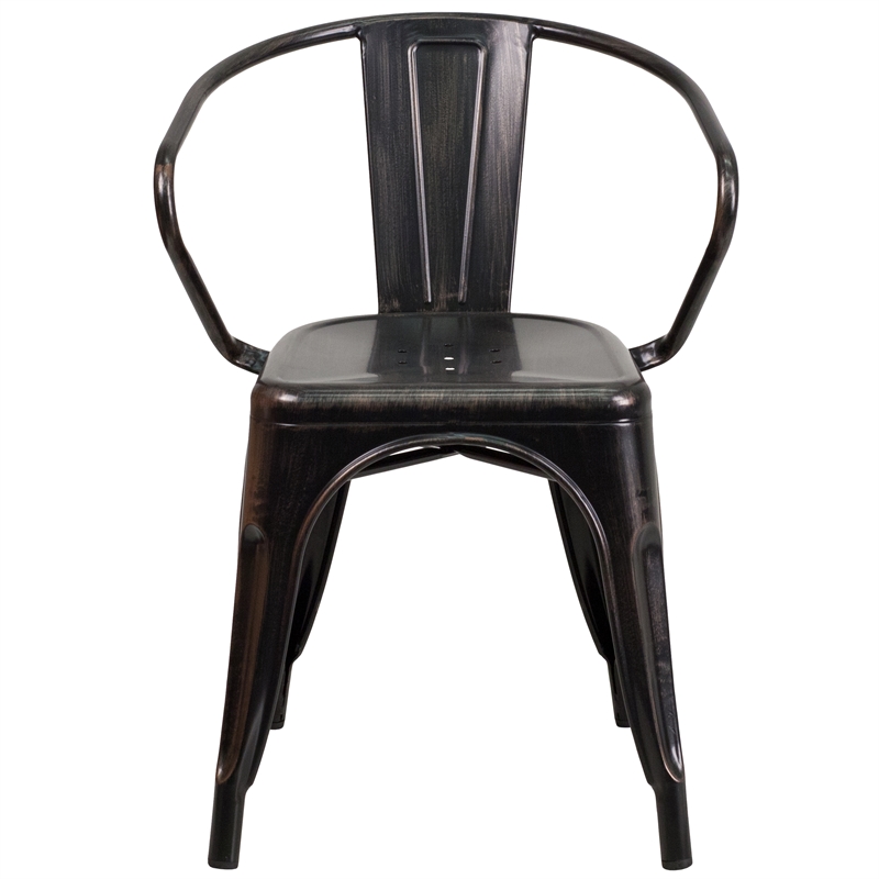 Scranton & Co Stackable Dining Arm Chair in Black and Antique Gold