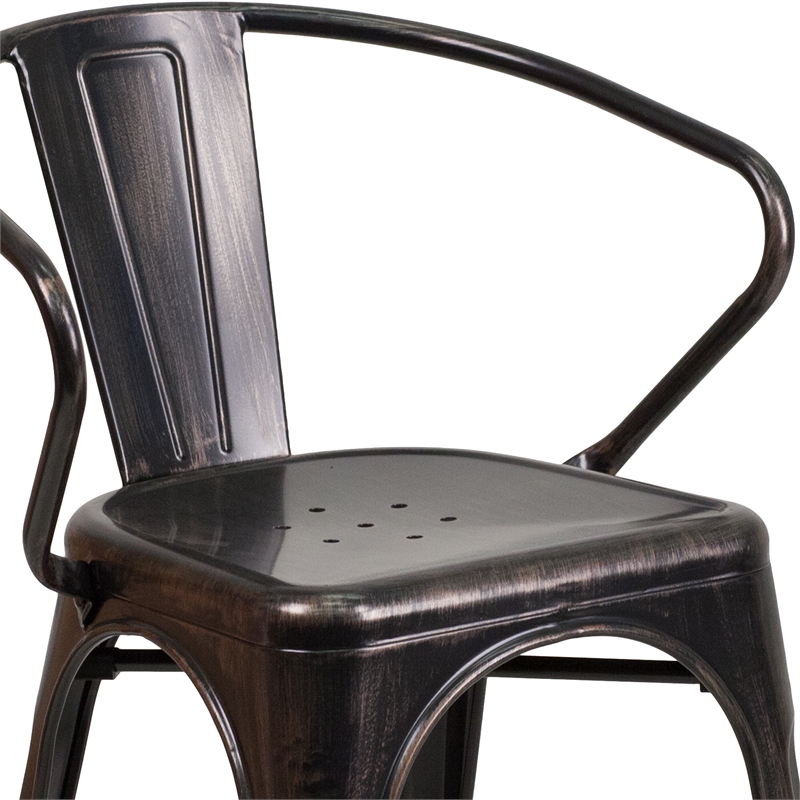Scranton & Co Stackable Dining Arm Chair in Black and Antique Gold