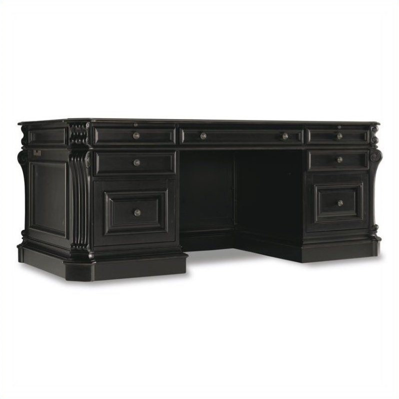 Scranton & Co 7 Drawer Executive Desk with Leather Top in Black